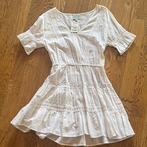 White Lace Trim Swimsuit cover up